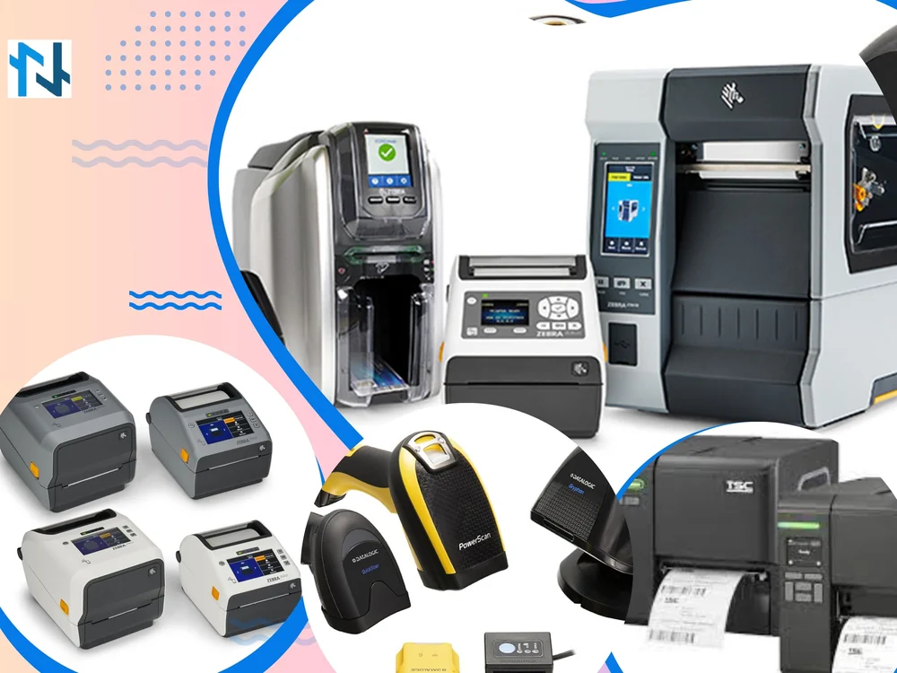 The range Nanotech Barcode Solutions supplies: label printers, card printers, scanners and receipt printers
