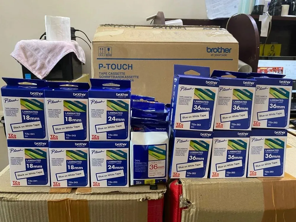 Label tape cartons in the Nanotech warehouse