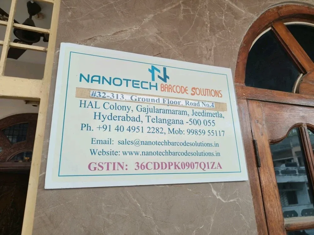 Nanotech Barcode Solutions signboard at HAL Colony, Jeedimetla